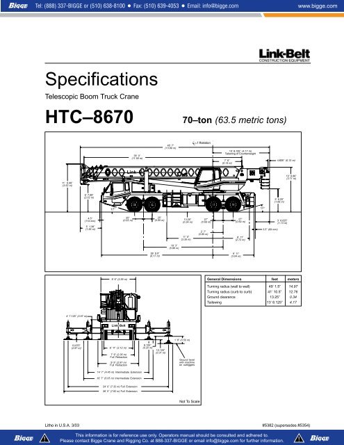 Bigge Crane Load Charts