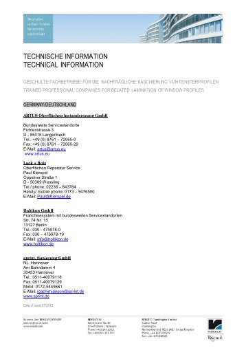 TECHNISCHE INFORMATION TECHNICAL ... - Doktor interiérů