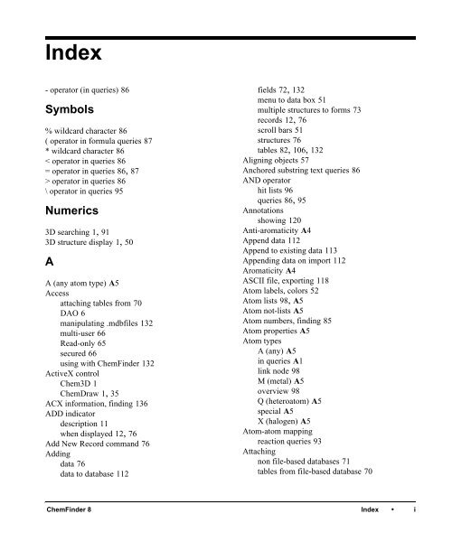 Using ChemFinder - CambridgeSoft