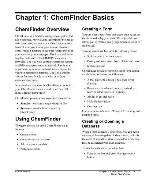 Using ChemFinder - CambridgeSoft