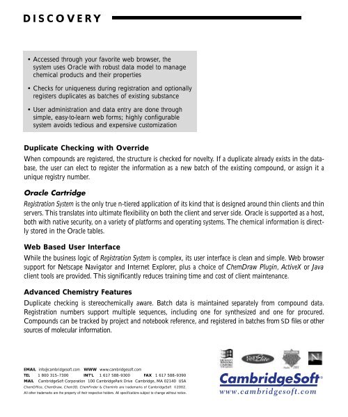 Using ChemFinder - CambridgeSoft