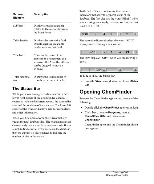 Using ChemFinder - CambridgeSoft