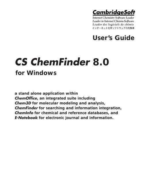 Using ChemFinder - CambridgeSoft