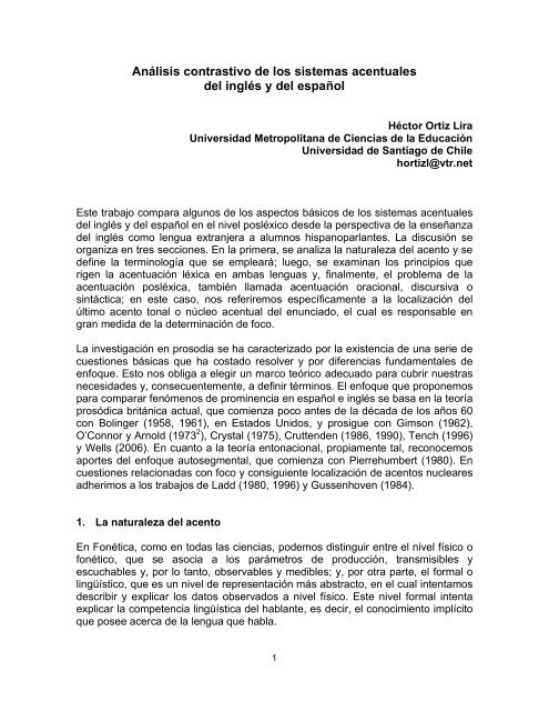 Análisis contrastivo de los sistemas acentuales del ... - Héctor Ortiz