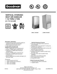 vertical hydronic heat air handler 1 1/2 thru 3 ton - Johnstone Supply