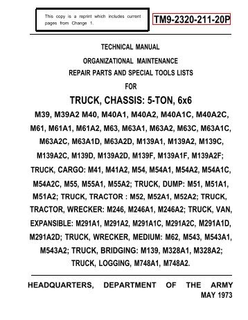 TM9-2320-211-20P TRUCK, CHASSIS: 5-TON, 6x6