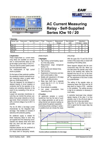 Single-phase current measuring relay series IOw10 - RELKO