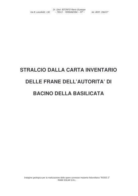 A.2 Relazione geologica - Valutazioneambientale.Regione ...