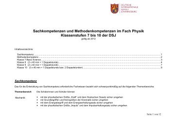 Sachkompetenzen und Methodenkompetenzen im Fach ... - DSJ