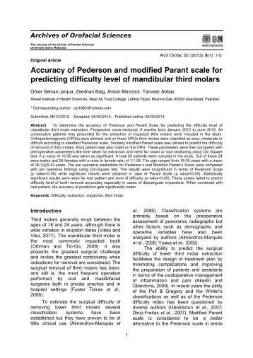 Accuracy of Pederson and modified Parant scale for predicting ...
