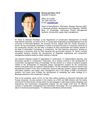 Boong-yeol Ryoo, Ph.D. Assistant Professor Office - OHL School of ...