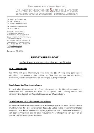 Rundschreiben Nr. 05 - 2011 - Haushaltssanierung des ... - Buchdata