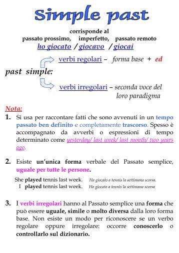 past simple: - I.C. Ferrari