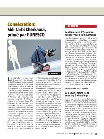 Sidi Larbi Cherkaoui, primé par l'UNESCO - Maroc Hebdo ...