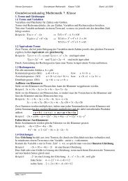 Grundwissenskatalog Mathematik 7. Klasse - Klenze-Gymnasium