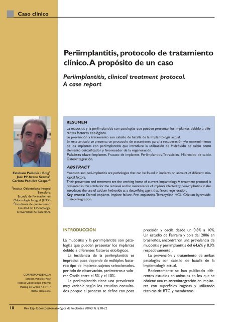 Periimplantitis, protocolo de tratamiento clínico. A propósito de un ...