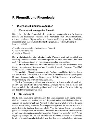 P. Phonetik und Phonologie - palacha`s web