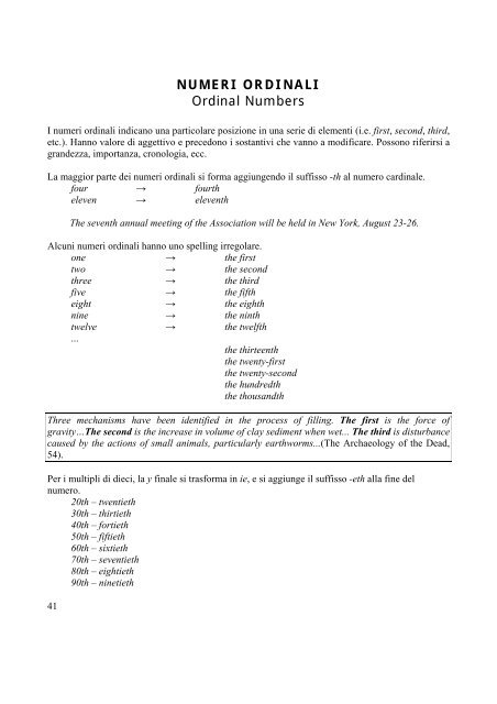 Fondamenti della lingua inglese Laura Cignoni - Paleopatologia