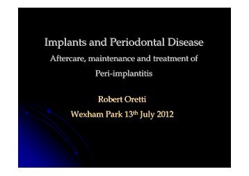 Implants and Periodontal Disease - Oxford Deanery