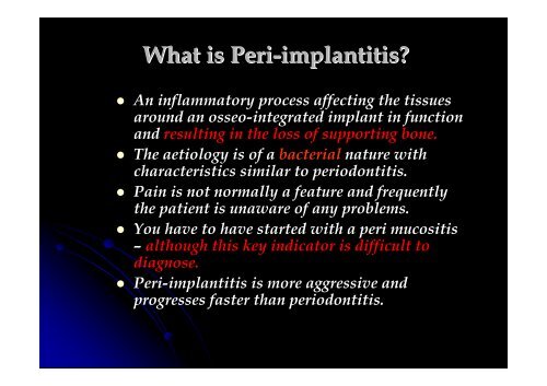 Implants and Periodontal Disease - Oxford Deanery