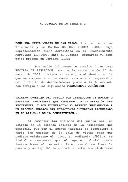 Recurso de apelación interpuesto por D. Eligio Hernández ... - Prodeni