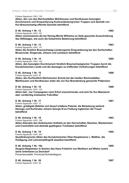 Findbuch zum Bestand - Online-Recherche - Sachsen-Anhalt