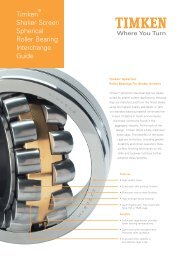 Timken Shaker Screen Spherical Roller Bearing Interchange Guide