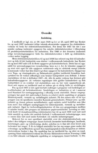 Elektrisistetsstatistikk 1958 - Statistisk sentralbyrå