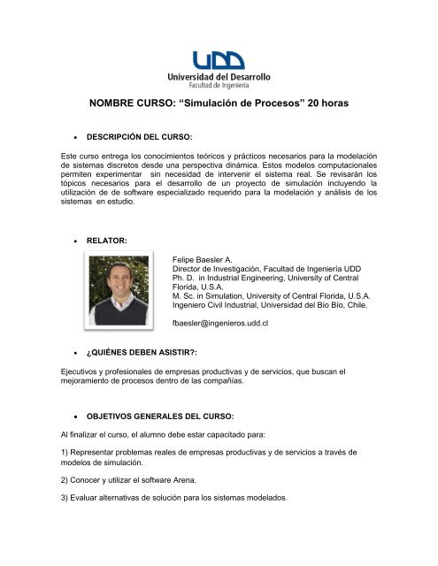 NOMBRE CURSO: “Simulación de Procesos” - Universidad del ...