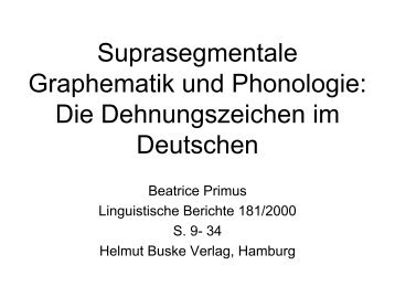 Suprasegmentale Graphematik und Phonologie: Die ...
