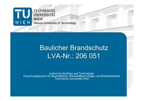 Baulicher Brandschutz LVA-Nr.: 206 051 - Institut für Hochbau und ...
