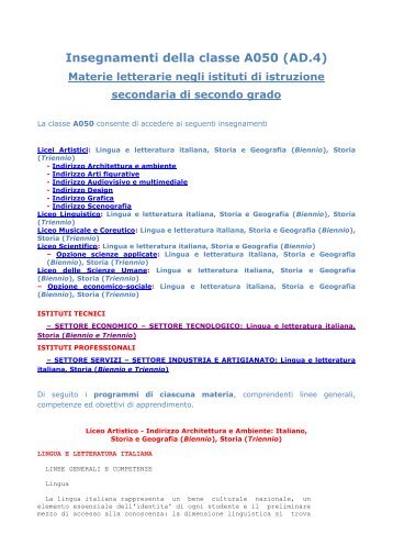 Insegnamenti della classe A050 (AD.4) - EdiSES