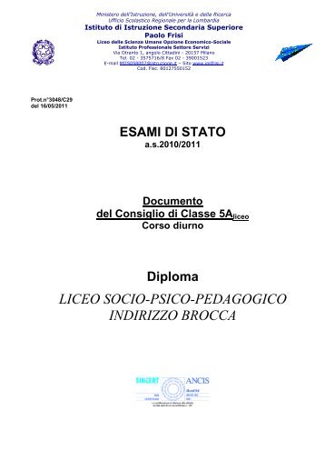 Diploma - IIS Paolo Frisi Milano