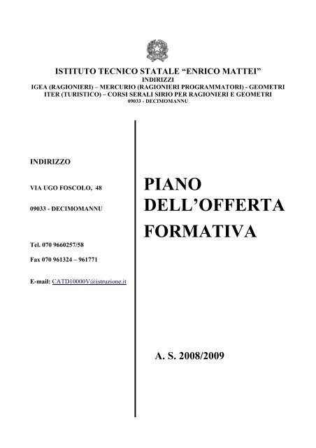 PIANO DELL'OFFERTA FORMATIVA - ITCG Enrico Mattei