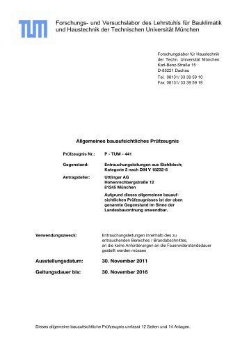 bauaufsichtliches Prüfzeugnis (PDF-Datei / 2000KB) - Uttlinger AG