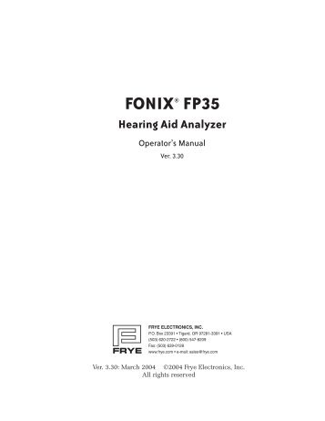 FONIX FP35 Hearing Aid Analyzer