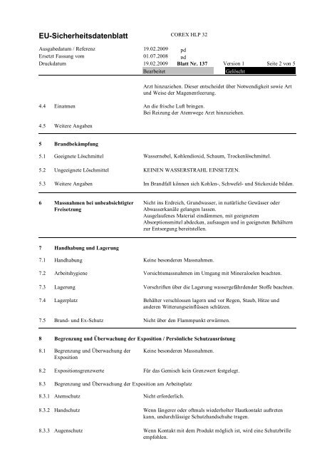 EU-Sicherheitsdatenblatt COREX HLP 32