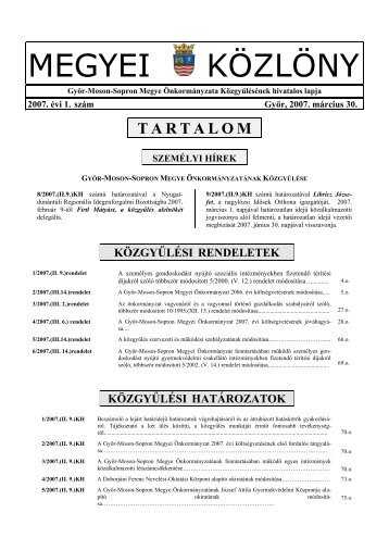 2007. évi 1. szám - Győr-Moson-Sopron Megyei Önkormányzat