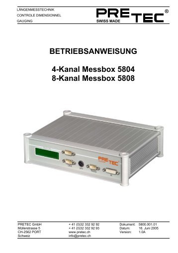 BETRIEBSANWEISUNG 4-Kanal Messbox 5804 8-Kanal Messbox ...