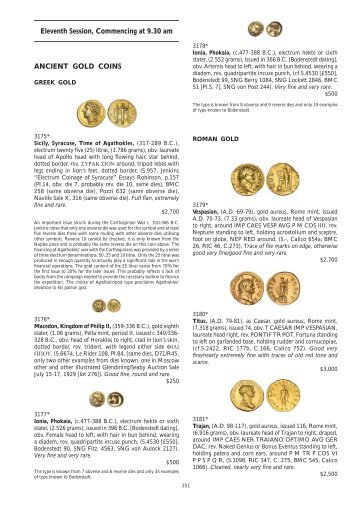 Eleventh Session, Commencing at 9.30 am ANCIENT GOLD COINS