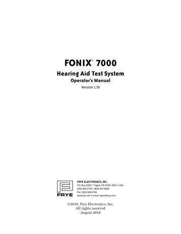 FONIX® 7000 - Frye Electronics