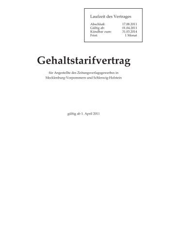 Gehaltstarifvertrag Mecklenburg-Vorpommern und Schleswig-Holstein