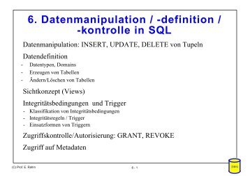 6. Datenmanipulation / -definition / -kontrolle in SQL