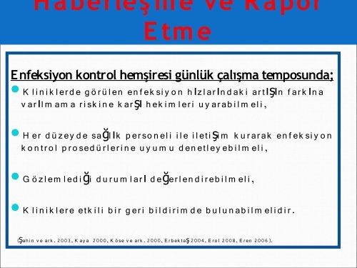 Enfeksiyon Kontrol Hemşireliği Sorumluluk Alanları