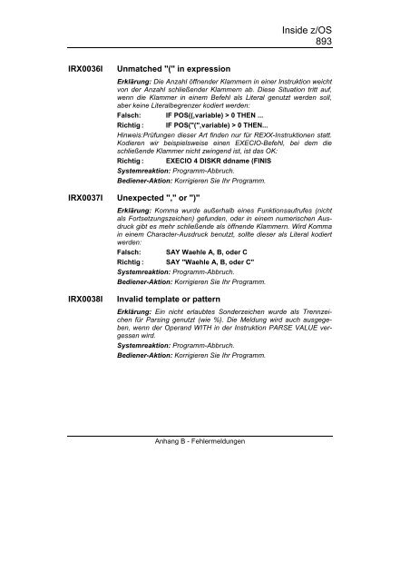 Stichwortverzeichnis - Inside z/OS - Das große TSO-REXXikon