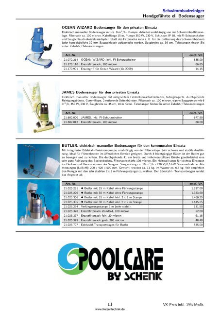 Katalog von Schwimmbadzubehör Pool Care von Schenk