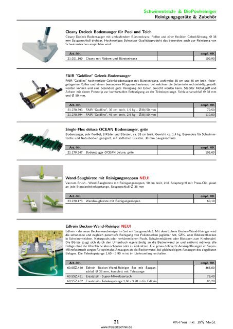 Katalog von Schwimmbadzubehör Pool Care von Schenk