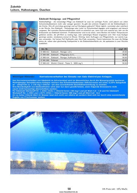 Katalog von Schwimmbadzubehör Pool Care von Schenk