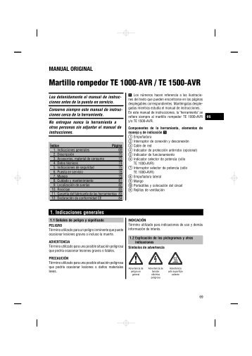 Martillo rompedor TE 1000‑AVR / TE 1500‑AVR - Hilti