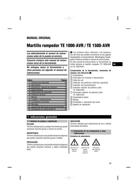 Martillo rompedor TE 1000‑AVR / TE 1500‑AVR - Hilti